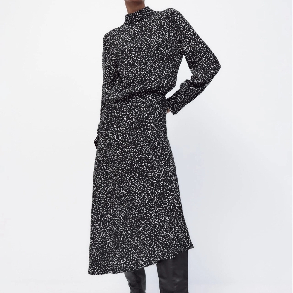 Zara Black and White Patterned Dress